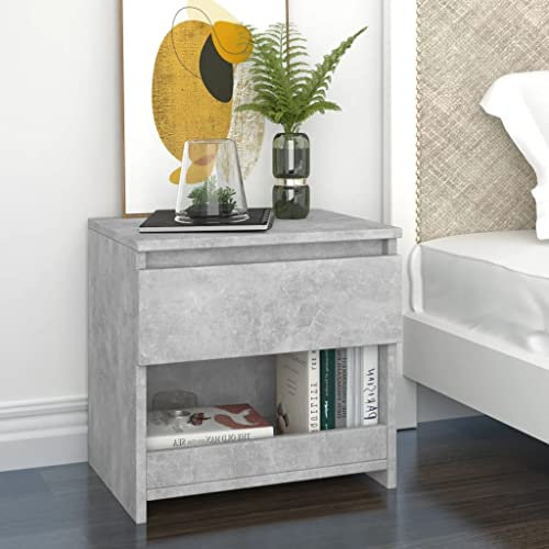 WIFESE Table De Chevet 40x30x39 cm Design Table De Nuit Suspendue Table De Chevet Aggloméré Petite Table De Nuit Meuble De Chevet Tablette Lit Nightstand Gris Béton