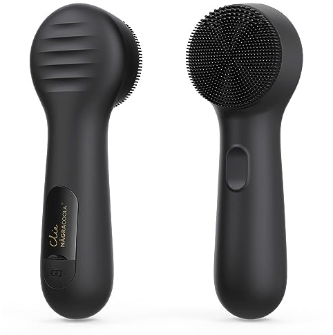 Facial Cleansing Brush, Upgraded NågraCoola CLIE 2 Silicone Face Scrubber, Rechargeable, Waterproof, for Deep Cleansing,Gentle Exfoliating, Firm Massage, Electric Face Washer for Women and Men-Black