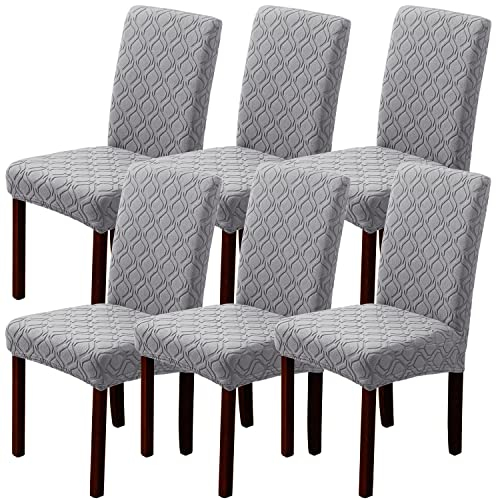 LANSHENG Stuhlhussen 6er Set, Stretch Stuhlhussen Schwingstühle, Abnehmbarer Waschbarer Stuhlbezug für Esszimmer, Küche, Hotel (6er Set, Hellgrau)
