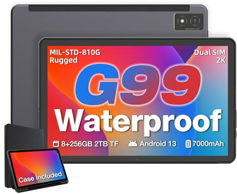 AGM PAD P1 Tablets 10.36 Android 13 Waterproof Tablet, 8GB+256GB/2TB TF, 2K FHD IPS Display, MTK G99, Dual BOX 1224 Speakers, 7000mAh Battery, Dual Sim 4G Tablet, With Protection Case, 5G WiFi, GPS