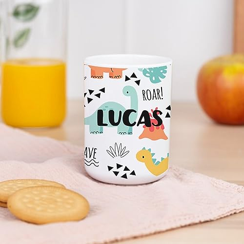 Wanapix | Vaso de Plástico Personalizado para Niños| Vuelta al Colegio/Guardería | Vaso Infantil con Nombre |Plástico Irrompible sin BPA | 330 ml | Dinosaurios