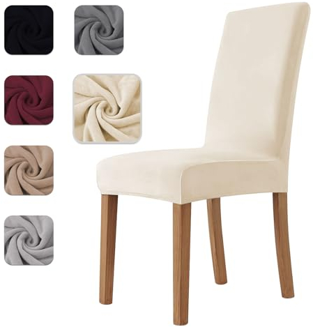 Housse de Chaise 4 pièces in Velours Extensible,Housse Chaise Salle à Manger Universel Cuisine Salon Extrêmement Doux Confortable