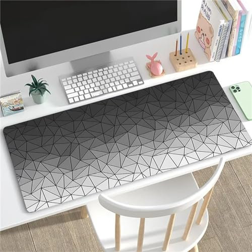 Tapis de Souris Gaming XXL 900x400x2mm,Géométrie Grise Grand Tapis de Souris,Base en Caoutchouc antidérapante,Spéciale Améliore la Précision et la Vitesse pour Gamer PC Ordinateur