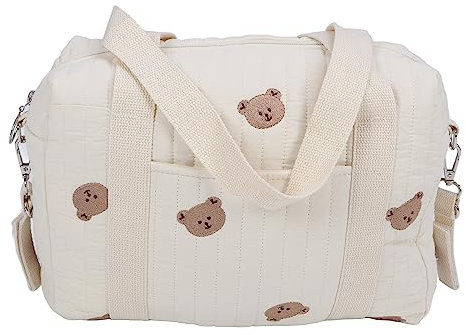 Borsa Portaoggetti per Passeggino Borsa da Viaggio Organizer per Passeggini per Carrozzina di Grande capacità con 2 Cinghie per Passeggino per Il Cambiamentodel Pannolino(Orso)