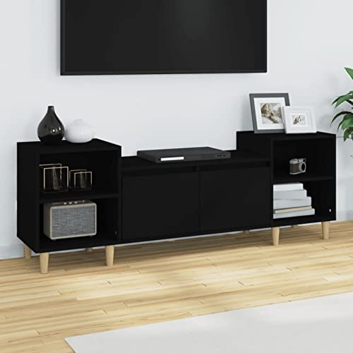 TANZEM TV-Schrank Schwarz 160x35x55 cm Holzwerkstoff, TV Lowboard, Fernsehschrank, Fernsehtisch, Fernseher Schrank, TV Sideboard, TV Board, TV Cabinet, TV Bank, TV Kommode - 821189
