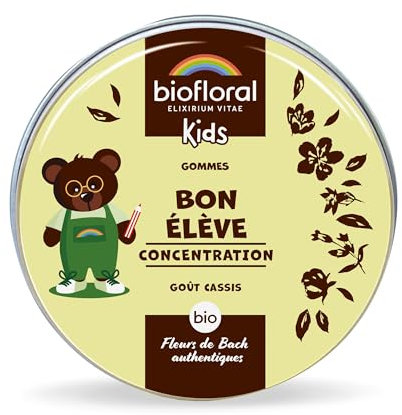 BIOFLORAL KIDS - Bon Élève - BIO - Concentration - Fleurs de Bach Authentiques - Sans Alcool - 45g