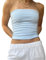 Himllauen Damen Tube Top Trägerloses Top Sexy Elegant Bandeau Top Damen Schulterfreies Oberteil Sommer Slim Fit Oberteile (C Blaue Streifen, M)
