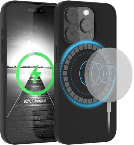 EAZY CASE - Silikonhülle kompatibel mit iPhone 15 Pro Hülle mit Qi Charging Silikon Case weich stoßfeste Handyhülle Schutzhülle Kameraschutz Dünn Schutz Cover TPU Bumper in Schwarz