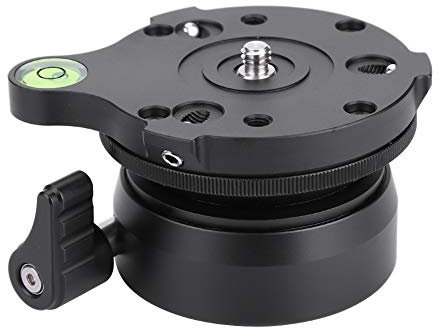 Leveling Base Camera Tripod Head Maximum Load 10KG Swivels 15° in Any Direction, Builtin Bubble Level, Mini Size with Carrying Bag, Aluminum Alloy Body (DY-60A 1/4 screw)