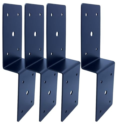 4 PCS Heavy Duty Steel Z Brackets 6 Post to Beam Support,Double Angle Channel Profile Corner Brace for Wood Shelves Fixing Lumber Connector Pergola Hardware Brackets,Thickness 3mm and Black