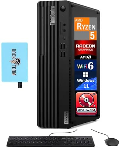Lenovo ThinkCentre M75s SFF Business Desktop (AMD Ryzen 5 Pro 5650G, 128GB DDR4, 1TB PCIe SSD + 2TB HDD, DVD-R/W, WiFi 6, 2 DP, RJ-45, Win11P) con expansor de puerto USB DKZ