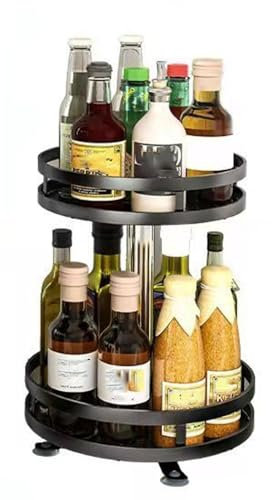 PIPOEI Rotierender Gewürzregal Organizer mit 2/3 Ebenen, 10 Zoll drehbares Lagerregal für die Küche, Multifunktions Arbeitsplatte 360° drehbar Stabiler Drehteller, höhenverstellbar 2 Layers
