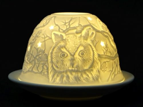CBK-MS Dome Light Eule Eulen Porzellan ca. Ø 12 cm Höhe 8,5 cm Windlicht Teelichthalter Teelicht