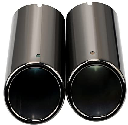 UTONGMU Auspuff Schalldämpfer Für Audi A4 B8 A3 A1 Q5 2 Stück Auspuffanlagen Auto Auspuffspitze Schalldämpfer Rohrabdeckung(Titanium Black)