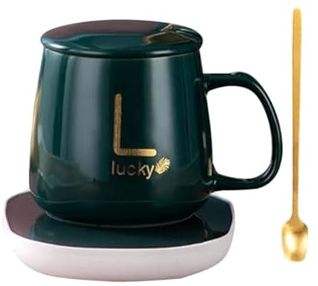Qerwsdty Tazza riscaldante per caffè elettrico via USB, confezione regalo con piastra riscaldante e tazza da caffè, tazza di tè calda
