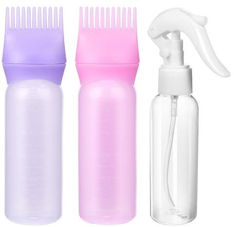 WY LIGHTING LEVEL 2 Pack Root Comb Applicator Bottle, Hair Oiling Applicator with Spray Bottle, Hair Dye Bottle Plastic Hair Oil Squeeze Bottles with Graduated Scale for Hair Care