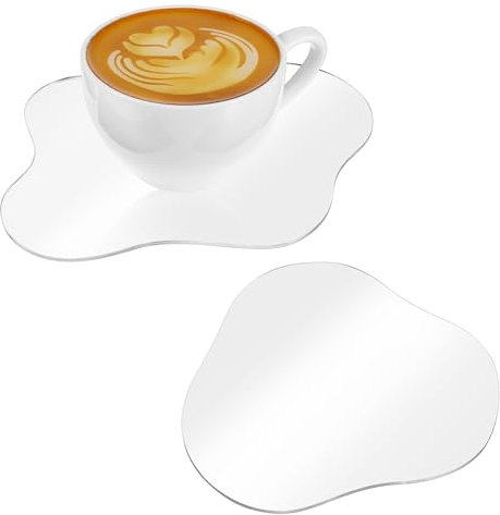 Nogeqi Lot de 2 sous-verres irréguliers en acrylique pour le bureau, sous-verres transparents en acrylique, parfaits comme protection de table et accessoires, transparents pour les décorations de