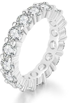 CEAeis Diamantring für lymphatische Magnettherapie, Magnetischer Lymphtherapie-Ring aus Titanionen und Moissanit-Diamant, Magnetring für Damen (Silver,6)