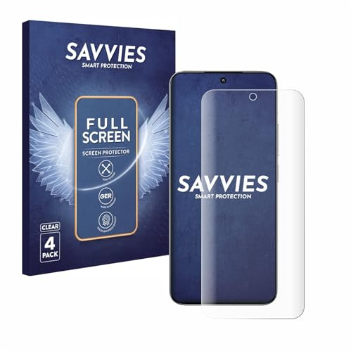 Savvies 4 Stück Full-Screen Schutzfolie für Xiaomi 15 Full-Cover Displayschutz-Folie, 3D Curved, Transparent, Anti-Fingerabdruck
