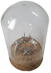 BLUSUPERSHOP 1 Krippe komplett in Glasglocke Höhe 6 cm Durchmesser 5 cm Korkfuß mit oder ohne Geburt 5 Hirten Metall 1,5 cm