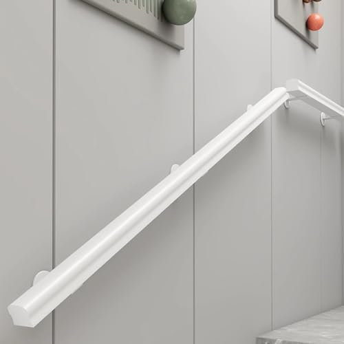 Rutschfeste Holztreppe, 280 cm, weiß, für Dachbodentreppen, Korridore und Wände, mit Montageset