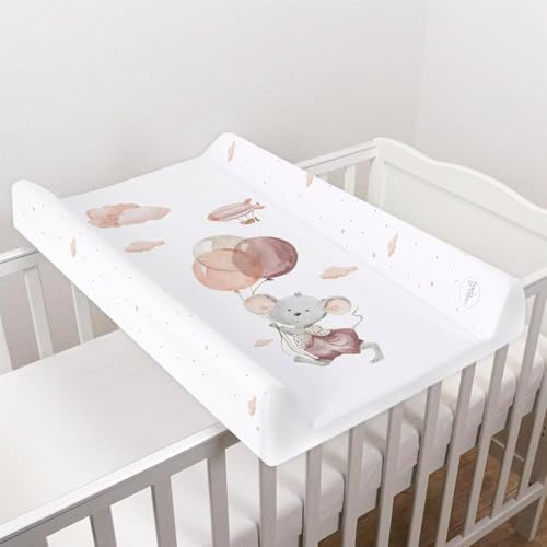 Wickelunterlage für Babys, harter Boden, 80 x 50 cm, passend für 140 x 70 cm, Uni, Keilabsatz, Anti-Roll-Windel, Neugeborene, Baby, wasserdichte Wickelunterlage mit erhöhten Kanten (Maus)