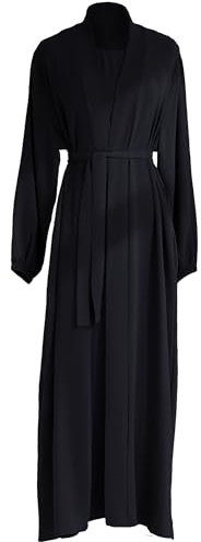 Zofocy Elegant Muslim Two-Piece Long Abaya - Belted Design, Side Pockets, Islamic Prayer Dress, Women Eid Clothes