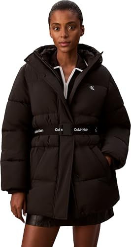 Calvin Klein Women’s Belted Mid Weight Puffer Jacket, Black (Black), XXL