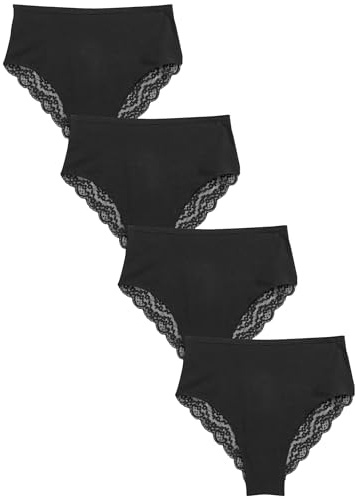 NEXT Damen Hohe Taille Hohes Bein 4 x Slips mit Spitze, hoher Beinausschnitt