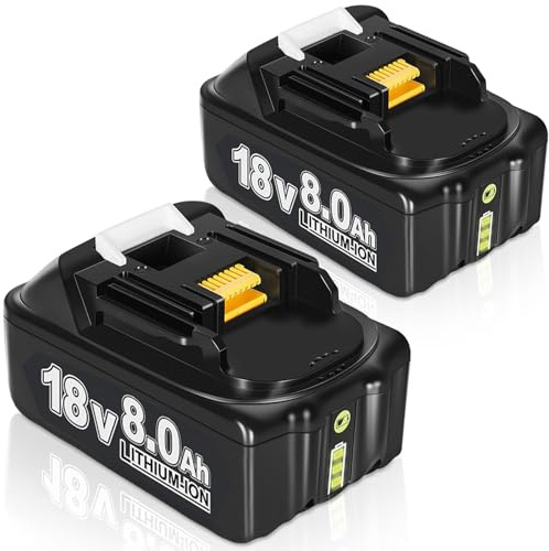 2 Pack 8.0Ah/8000mAh 18Volt Ersatzakku für 18V Akkus, kompatibel mit 18V BL1850 BL1850B BL1860B BL1860 BL1840B BL1840 BL1830 BL1835 BL1845