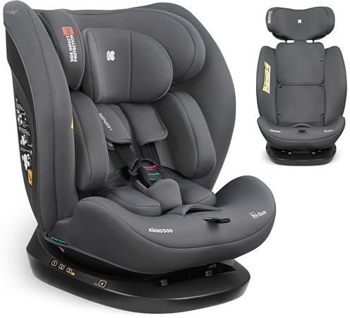 KikkaBoo i-Size Car Seat i-EXPLORE 2, 40–150 cm, Group 0 1 2 3, Rear & Forward Facing, Reclining Seat, 14-Position Headrest, 5-Point Harness, Support Cushion, Grey