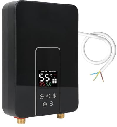 Mini Elektrische Durchlauferhitzer 220V 7000W Warmwasserbereiter mit LED Temperaturanzeige,Instant Durchlauferhitzer für Küche Bad (7kW)