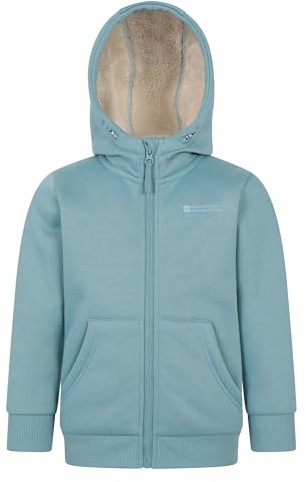 Mountain Warehouse Alpine II Kids Full-Zip Hoodie - Warm & Cozy Top with Sherpa Lining, For Boys & Girls - Best for Autumn, Winter, Outdoors, Walking, Hiking Teal Kids Size 5-6 Years