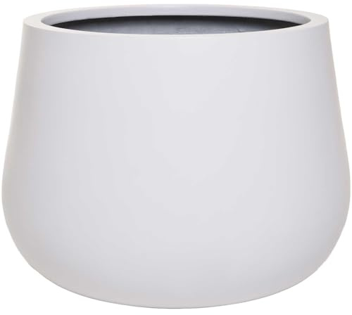 VIVANNO Blumentopf Pflanztopf Fiberglas GIRAR - Weiß Frostsicher 37 cm