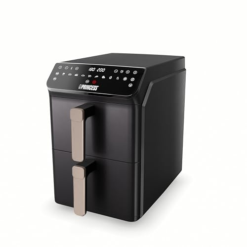 Princess Stack Friggitrice ad Aria, Doppia Friggitrice, 11,2 L, 3000 W, Design Verticale, Funzione Sync, Rivestimento senza PFAS, Nera, 01.182278.01.001