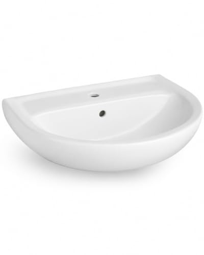BADfabrik24 Waschtisch 605 x 470 x 175 mm weiß,HygienePLUS, mit Hahnloch und Überlauf – kompakte Waschbeckenlösung fürs Bad