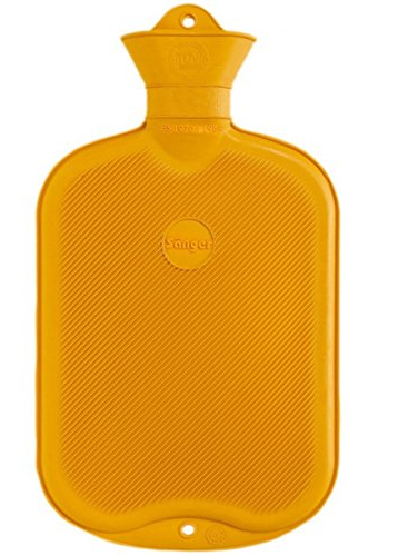 FabaCare Wärmflasche 2 L Gummi, Naturgummi Öko Wärmeflasche, 2 Seiten mit Lamellen, Gelb