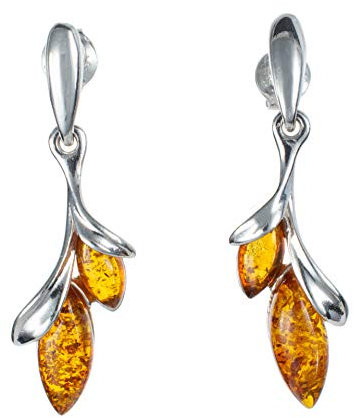 Sterling Silber und Baltischer Honig Bernstein Ohrringe Alicia