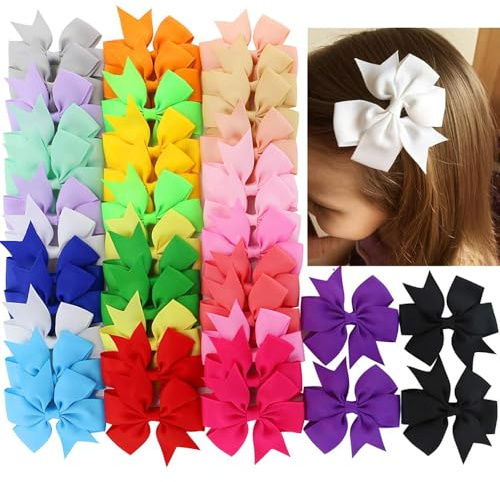 40Piece 3 Inch Boutique Grosgrain Ribbon Pinwheel Hair Bows Alligator Clips For Girls Babies Toddlers Accessories Teens In Pairs
