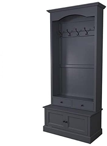 Casa Padrino Jugendstil Wand Garderobe mit Schrankfach und Schubladen - Landhaus Stil Garderobenschrank, Farbkombinationen:Anthrazit