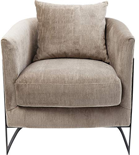Kare Design Sessel La Vida, beige, modern, Samtbezug, loses Rückenkissen, Cocktail Sessel, Polstermöbel, 80x76x74 cm (H/B/T)