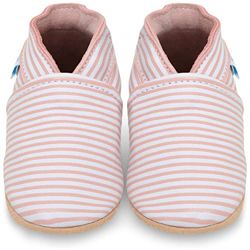 Juicy Bumbles Lauflernschuhe Mädchen Krabbelschuhe Baby Hausschuhe Babyschuhe 12-18 Monate Rosa Streifen