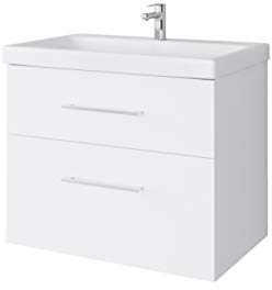 Planetmöbel Badmöbel Set Waschtisch mit Unterschrank 63 x 60 x 36,5 cm, moderner Waschbeckenunterschrank für Badezimmer, Gäste Bad & WC, Weiß