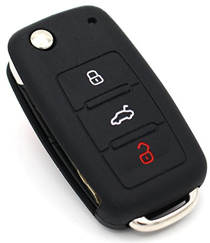 CYK www. CoverYourKey .de Schlüssel Hülle VA für 3 Tasten Auto Schlüssel Silikon Cover von Finest-Folia (Schwarz)