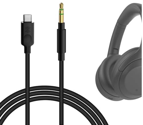 GEEKRIA USB-C-Digital-zu-Audio-Kabel, kompatibel mit Sony WH-1000XM5 WH-1000XM4 WH-1000XM3 WH-XB910N, Ersatz-Typ-C-Audiokabel (Schwarz)