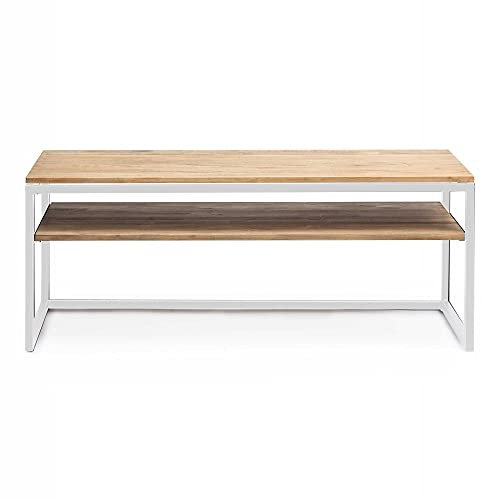 iCub Meuble TV avec étagère Industrielle Vintage 40 x 100 cm 45 cm Blanc