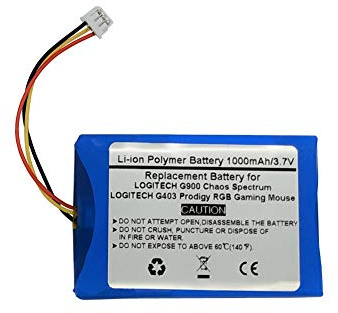 Batterie de rechange 1000 mAh 3,7 V pour Logitech G900 Chaos Spectrum et G403 Prodigy RGB Gaming Mouse, 533-000130