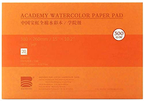 MEEDEN Aquarellpapier Baumwolle: 20 Blatt Watercolor Paper 300g/m² - Glatt 38 x 26 CM - Säurefrei Aquarellblock Malblock DIN A3 Aquarell Skizzenbuch für Aquarell Gouache Künstler Kinder