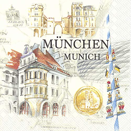 20 Servietten Stadt M?nchen | Bayern | Deutschland | Sehensw?rdigkeiten 33x33cm