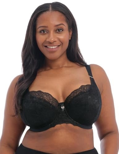 Elomi Women's Padded Plunge Bra, Opaque, Black, 44DD